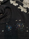 Elegant Pure Cotton Unstitched Suit Set with Muslin Printed Dupatta (Black).