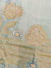 Pure Jacquard Silk with Exquisite Handwork Unstitched Suit Set( Aqua Green)