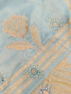 Pure Jacquard Silk with Exquisite Handwork Unstitched Suit Set( Aqua Green)
