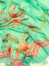 Beautifully Thread Crafted Pure Cotton Unstitched Suit Set(White & Sea Green).