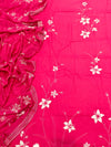 Beautifully Detailed Elegant Unstitched Cotton Suit Set in Hot Pink