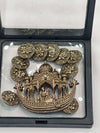 Elegant High-Quality Metal Brooch with Decorative Buttons