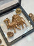 Antique Gold Camel Motif Brooch with Decorative Button Set