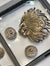 Artistic Lion Head Brooch with Floral Button Set