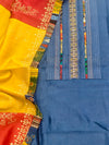 Elegant Pure Bhagalpuri Silk Unstitched Suit In Rich Navy.