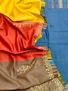 Elegant Pure Bhagalpuri Silk Unstitched Suit In Rich Navy.