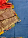 Elegant Pure Bhagalpuri Silk Unstitched Suit In Rich Navy.