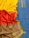 Elegant Pure Bhagalpuri Silk Unstitched Suit In Rich Navy.