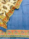 Exquisite Unstitched Suit Set Crafted in Luxurious Pure Maheshwari Silk Fabric (Royal Blue).