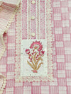 Pretty in Pink Pure Cotton Unstitched Suit Set with Pure Cotton Bottom and Brush Print Cotton Dupatta