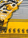 Exquisite Unstitched Suit Set Crafted in Luxurious Pure Maheshwari Silk Fabric (Mustard).