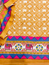 Vibrant Maheshwari Silk Unstitched Suit Set with Artistic Printed Dupatta