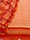 Rich Shades of Rust Orange Pure Maheshwari Silk Unstitched Suit Set
