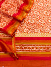 Rich Shades of Rust Orange Pure Maheshwari Silk Unstitched Suit Set