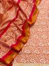 Rich Shades of Rust Orange Pure Maheshwari Silk Unstitched Suit Set