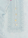 Pure Cotton Lucknowi Chikankari Unstitched Suit Set (Powder Blue)