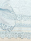 Pure Cotton Lucknowi Chikankari Unstitched Suit Set (Powder Blue)