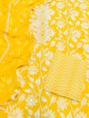 Stunning Neon Yellow Pure Cotton Unstitched Suit Set GotaPatti Work