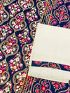 Pure Cotton Unstitched Suit Set In a Rich Navy Blue Hue