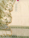 Pure Mul Chanderi Unstitched Suit Set in Sage Green