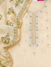 Pure Mul Chanderi Unstitched Suit Set in Sage Green